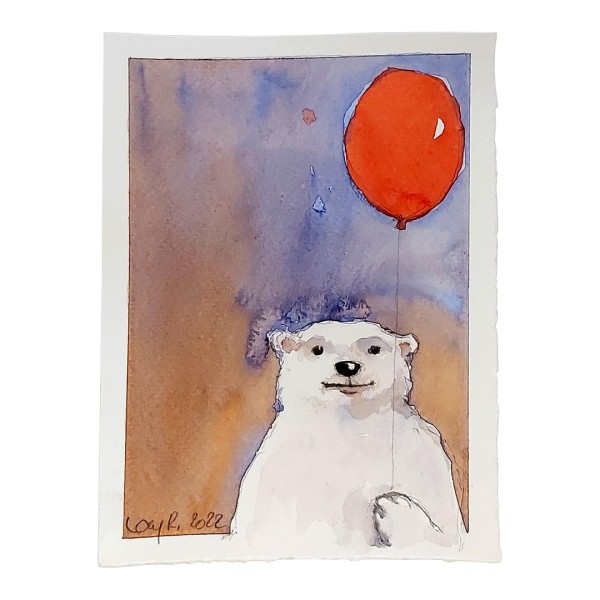 Marc-M.J. Wolff-Rosenkranz Aquarell - Bär mit Ballon