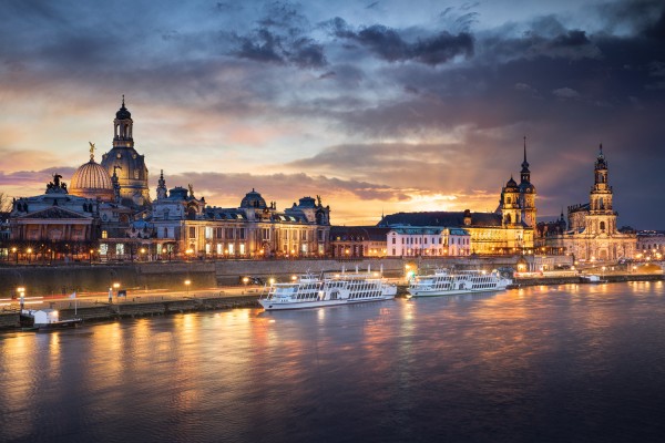 Wandbild Dresden - Abendstimmung am Elbufer (Motiv 00775)