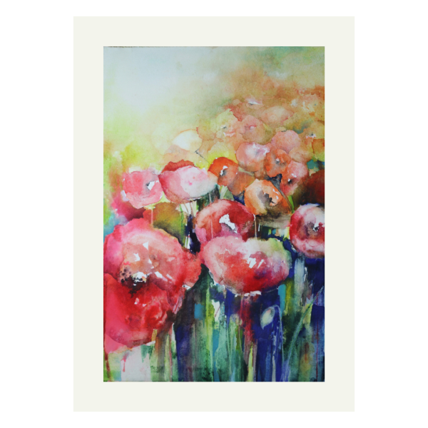 Aquarell - Mohnfeld