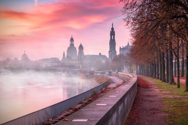 Wandbild Dresden - Stadtsilhouette im Herbstnebel (Motiv 00749)