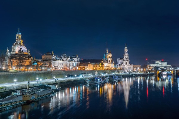 Wandbild Dresden - Die Dresdner Skyline bei Nacht (Motiv FL10)