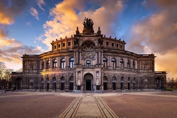 Wandbild Dresden - Semperoper zum Sonnenuntergang (Motiv 01029)