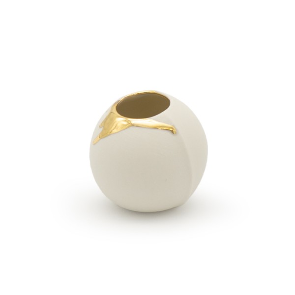 Elementaris - Kugelvase - 4,5 cm - Weißes Bisquit-Porzellan mit Gold-Verzierung