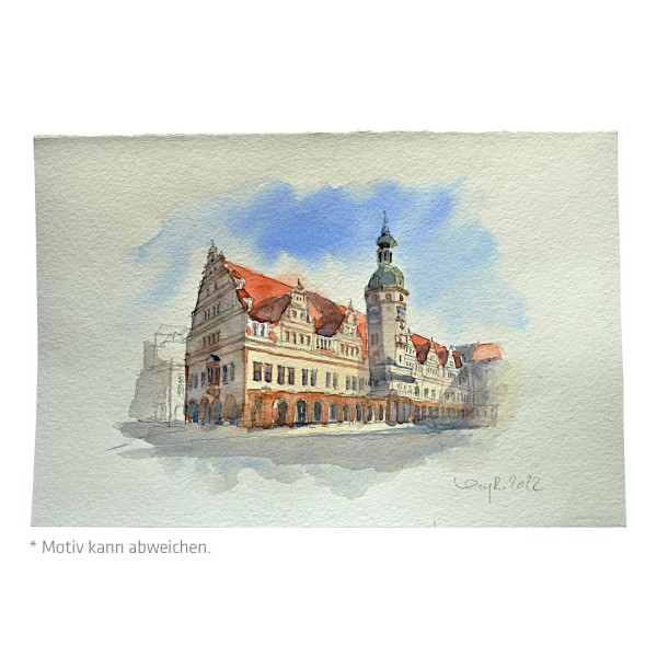 Marc-M.J. Wolff-Rosenkranz Aquarell - Altes Rathaus Leipzig