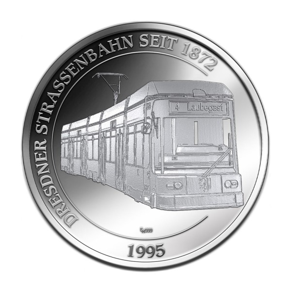 Sonderprägung Feinsilber - Dresdner Straßenbahnen - Niederflurgelenktriebwagen - 1995 (Motiv 11)