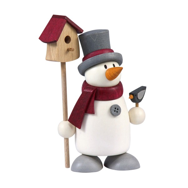 Schneemann Fritz mit Vogelhaus - Hobler Holzfigur