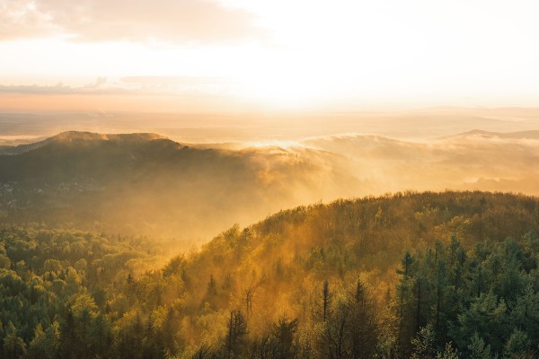 Wandbild Zittauer Gebirge - Sonnenaufgang vom Hochwald (Motiv LV08)