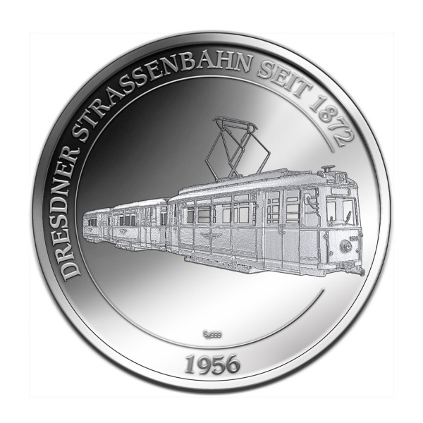 Sonderprägung Feinsilber - Dresdner Straßenbahnen - LOWA-Triebwagen 1538 - 1956 (Motiv 6)