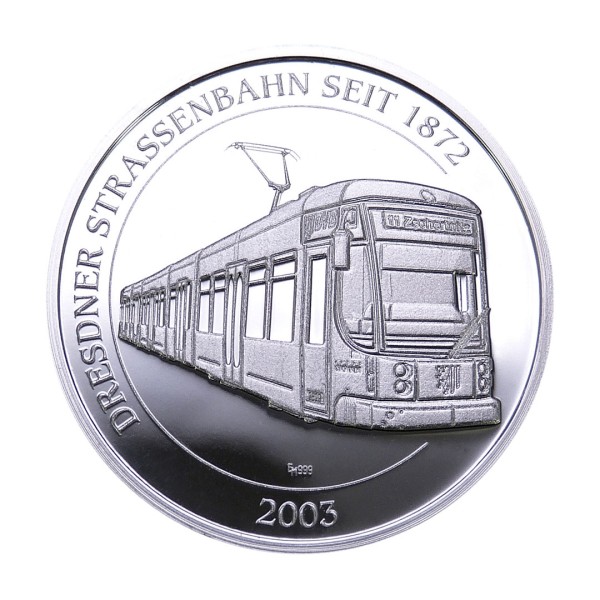 Sonderprägung Feinsilber - Dresdner Straßenbahnen - Niederflurgelenktriebwagen - 2003 (Motiv 12)