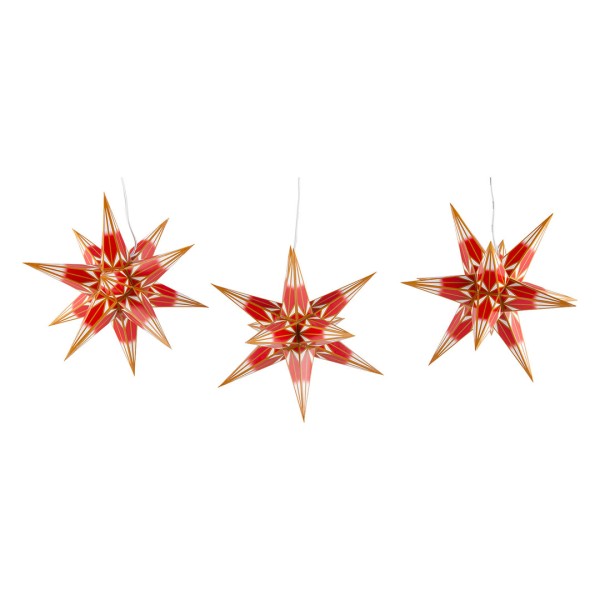 Haßlauer Weihnachtsstern - 3er-Set Ministerne - rot-weiß-gold, 16 cm