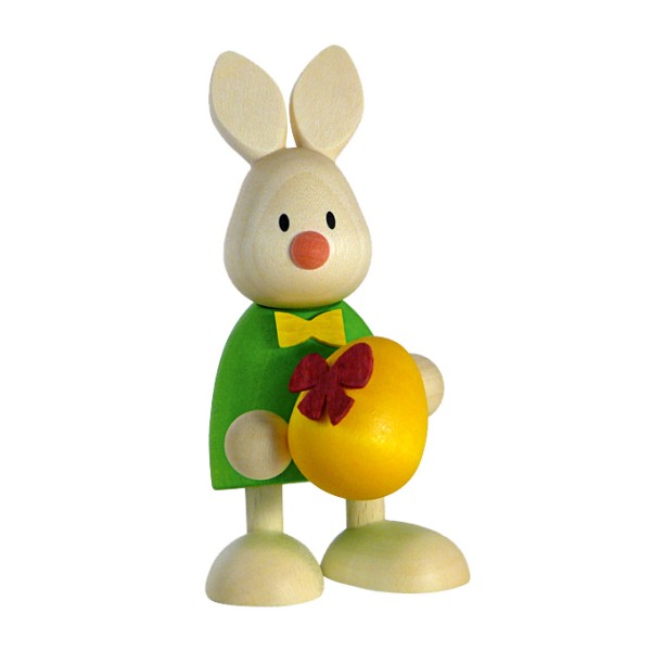 Hase Max mit gelbem Ei - Hobler Holzfigur - Osterdekoration