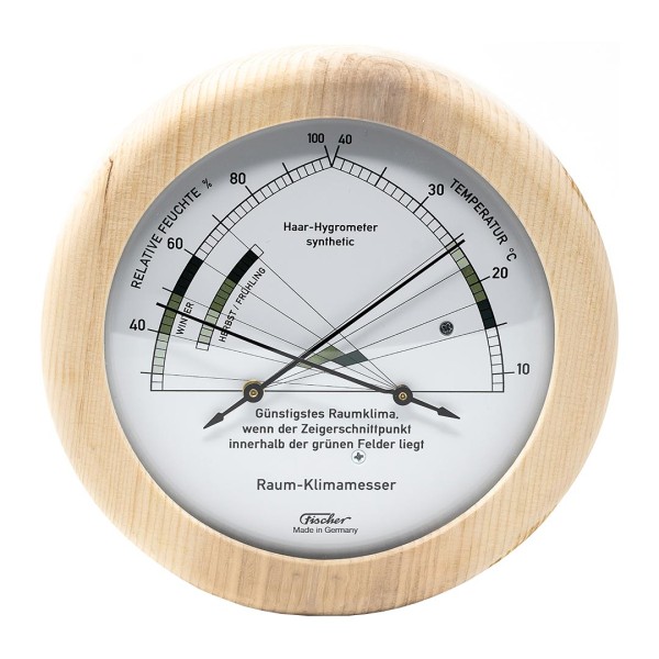Fischer Wohnklima-Hygrometer mit Thermometer - Zirben-Holz