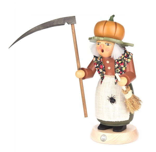 Räucherfrau Halloween-Hexe mit Kürbis