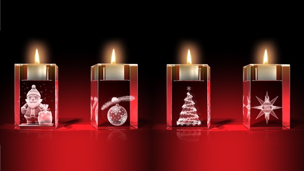Teelichthalter Set 4 - Kristallglas mit 3D-Innengravur