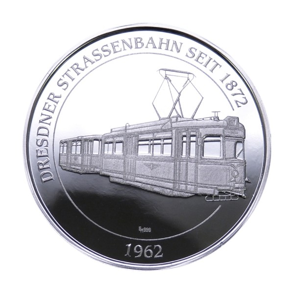 Sonderprägung Feinsilber - Dresdner Straßenbahnen - Gotha-Großraumtriebwagen 1734 -1962 (Motiv 7)