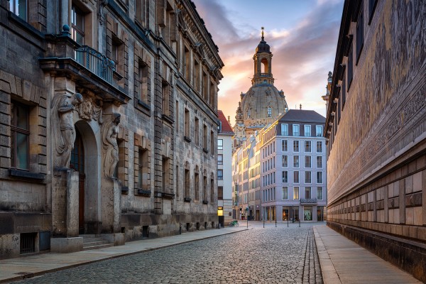 Wandbild Dresden - Augustusstraße im frühen Morgen (Motiv 00635)