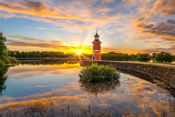 Wandbild Moritzburg - Der Leuchtturm im Sonnenlicht (Motiv DMMOR08)