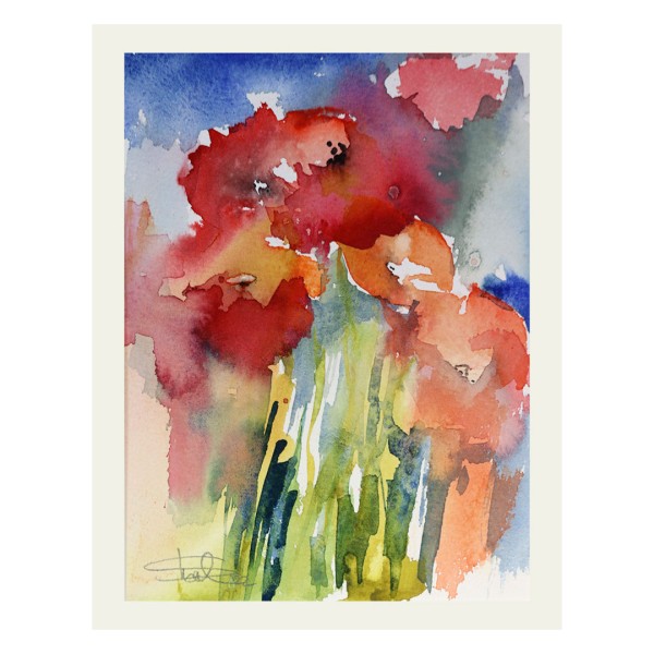 Silvia Ibach Aquarell - Mohn am Wegesrand