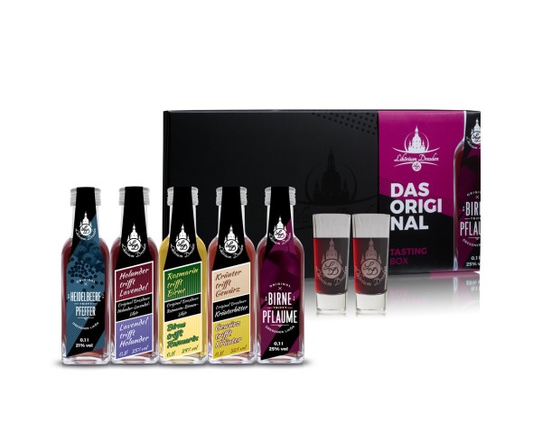 LIKÖRIUM Tasting-Box 5er-Set inkl. 2 Gläser