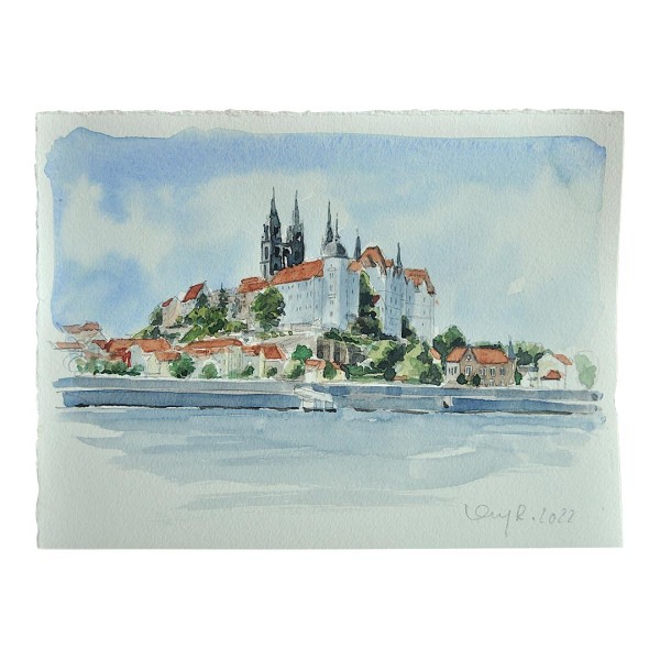 Marc-M.J. Wolff-Rosenkranz Aquarell - Meißen Albrechtsburg