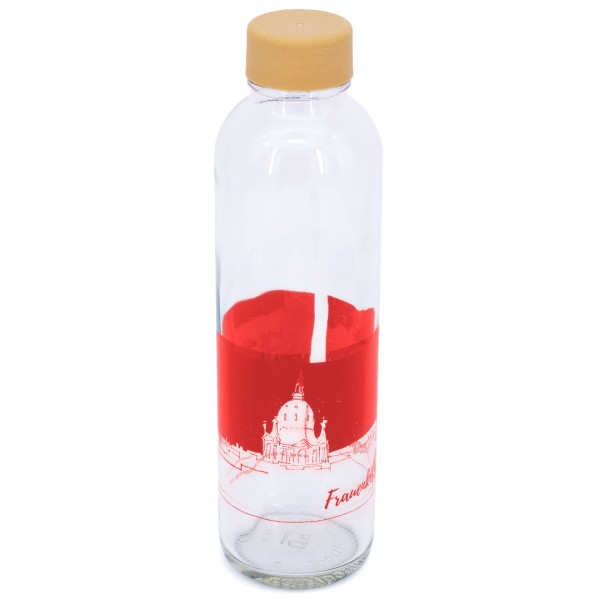 Glasflasche Frauenkirche Original 0,7L rot - Trinkflasche Carry Bottle - Wasserflasche