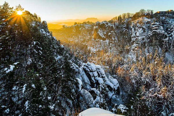 Wandbild Sächsische Schweiz - Winter in der Sächsischen Schweiz (Motiv DMSZ01)