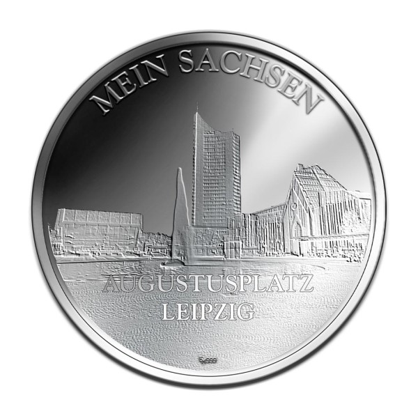 Sonderprägung Feinsilber mit Etui - Mein Sachsen - Leipzig Augustusplatz - Motiv 3