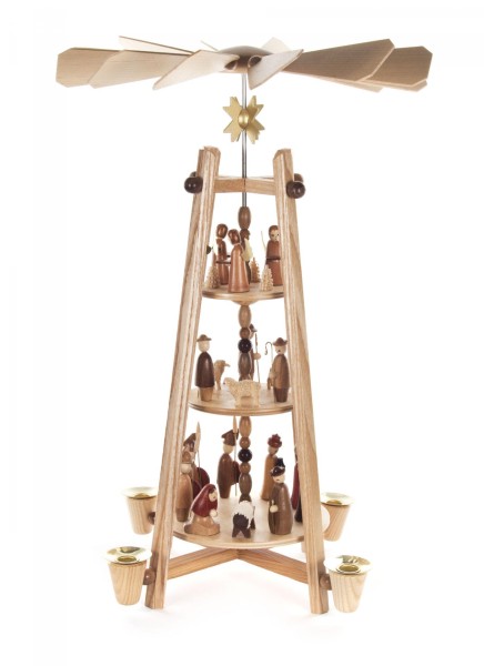 Stabpyramide Christi Geburt 3-stöckig für Kerzen Durchmesse 14mm