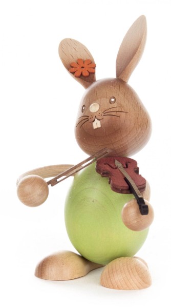 Hase Stupsi mit Geige - Holzfigur - Osterdekoration
