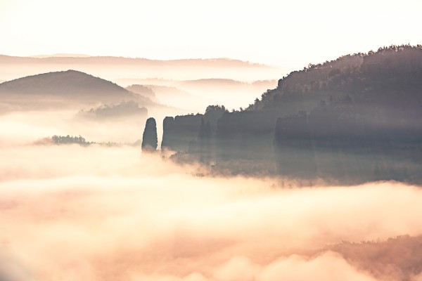 Wandbild Sächsische Schweiz - Bloßstock im Nebel (Motiv LV30)