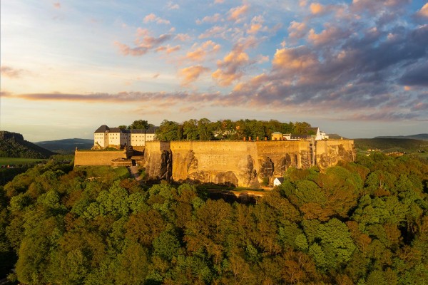 Wandbild Sächsische Schweiz - Festung Königstein im Abendlicht (Motiv DMSZ10)