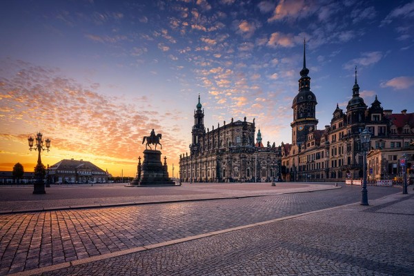 Wandbild Dresden - Sonnenaufgang am Theaterplatz (Motiv 01107)