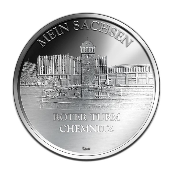 Sonderprägung Feinsilber mit Etui - Mein Sachsen - Chemnitz Roter Turm - Motiv 4
