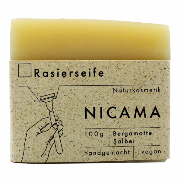NICAMA Rasierseife Bergamotte-Salbei - 100g