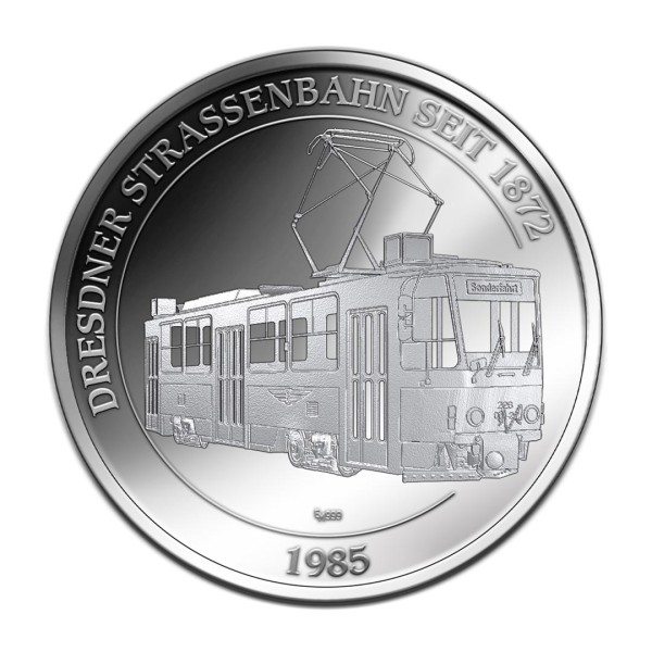 Sonderprägung Feinsilber - Dresdner Straßenbahnen - Tatra-Triebwagen T6A2 226 001 - 1985 (Motiv 10)