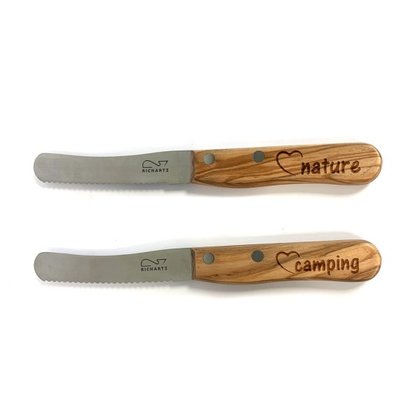 Messer-Duo mit Gravur "Love-Camping"/"Nature" - Frühstücksmesser-Set