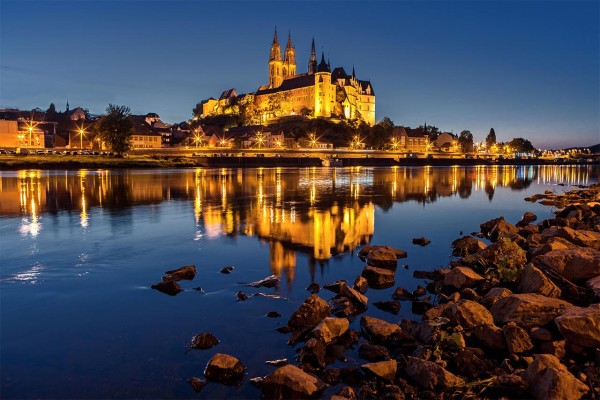 Wandbild Meißen - Schloss Albrechtsburg zur Blauen Stunde (Motiv TH01)