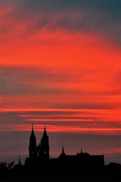 Wandbild Meißen - Domtürme im Sonnenuntergang (Motiv CH01)