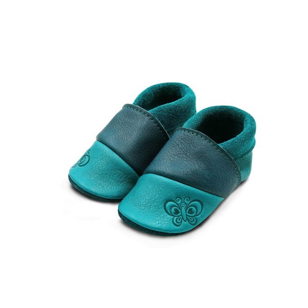 THEWO Kinderschuhe Schmetterling aus Öko-Leder - blau-dunkelblau