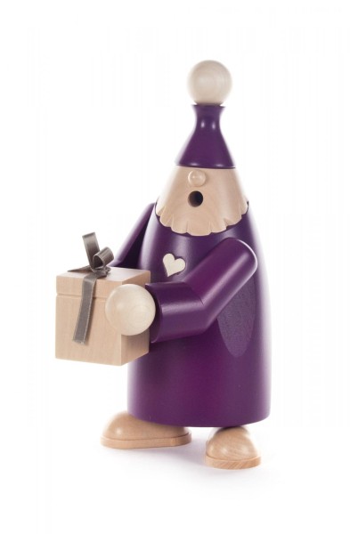 Räuchermann Wichtel "Felix" mit Geschenk, violett