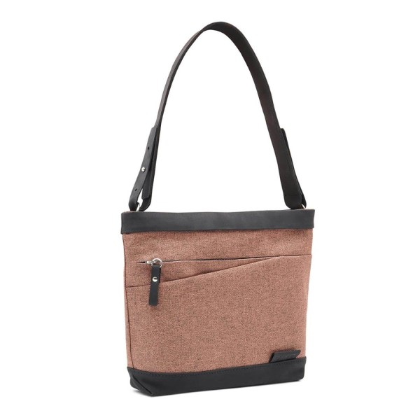 Handtasche THEWO "Jodi" braun - Umhängetasche aus Stoff & Leder