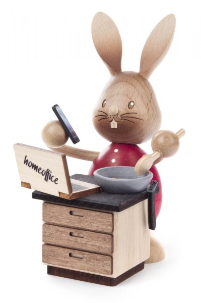 Hase Stupsi Homeoffice - Holzfigur - Osterdekoration